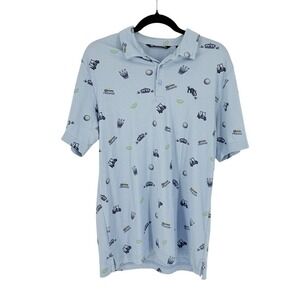 Travis Mathew Corona Blue Golf Polo Shirt Mens Short Sleeve M Vacation Beach